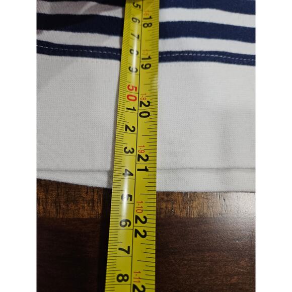 J Crew Womens M Blue White Striped Wide Button Collar Pullover Sweatshirt Breton - Picture 5 of 5